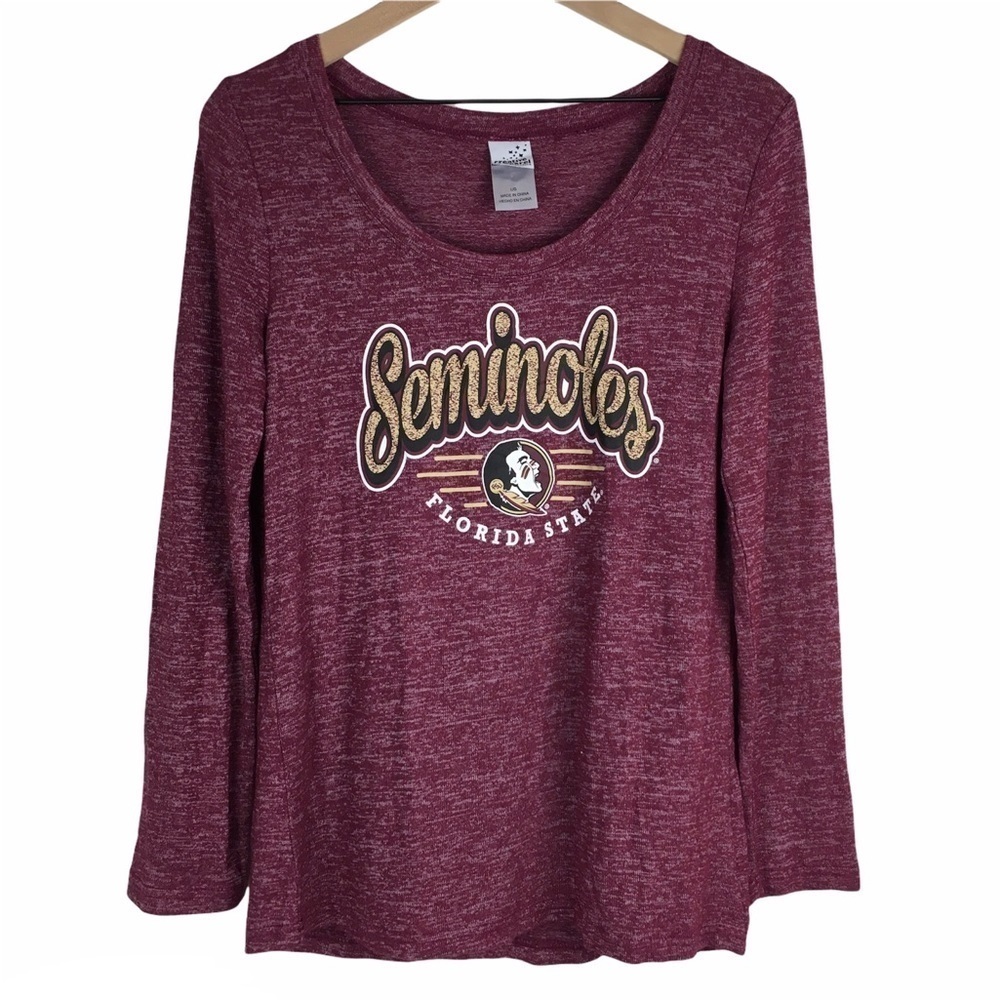 FSU Seminoles Top Long Sleeve Space Dye Stretchy Game Day Football Size Large